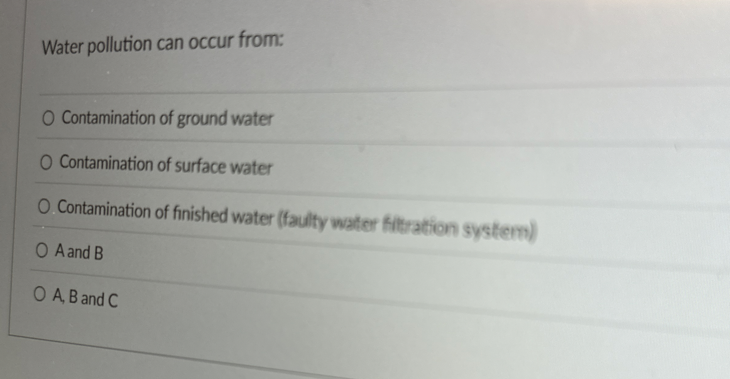 Solved Water Pollution Can Occur From Contamination Of Chegg Com