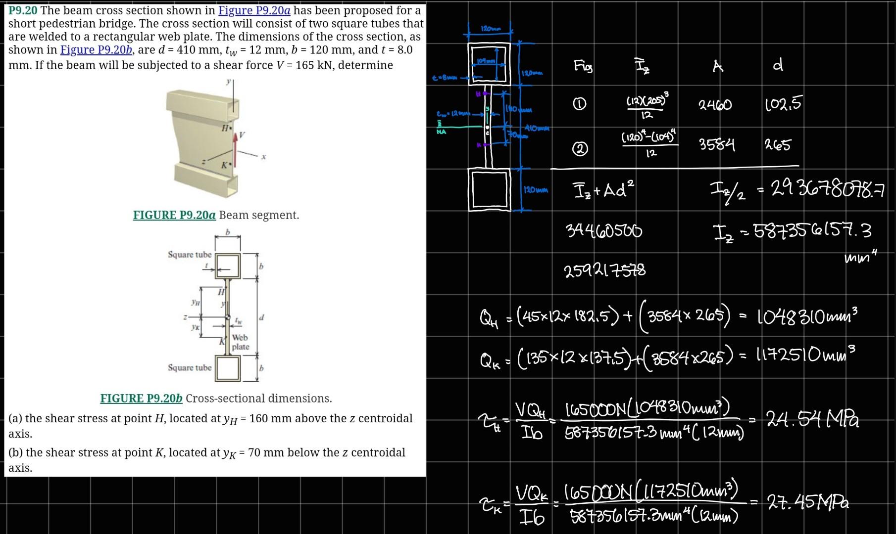 Solved P9.20 The beam cross section shown in Figure P9.20a | Chegg.com