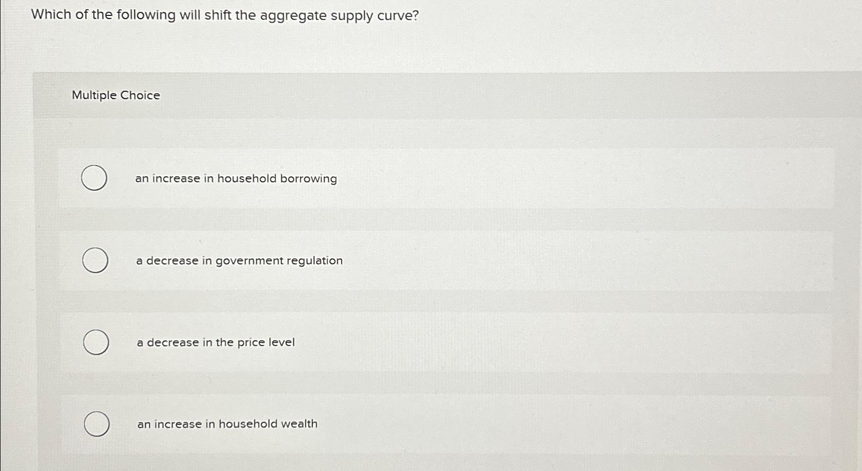 Solved Which of the following will shift the aggregate | Chegg.com