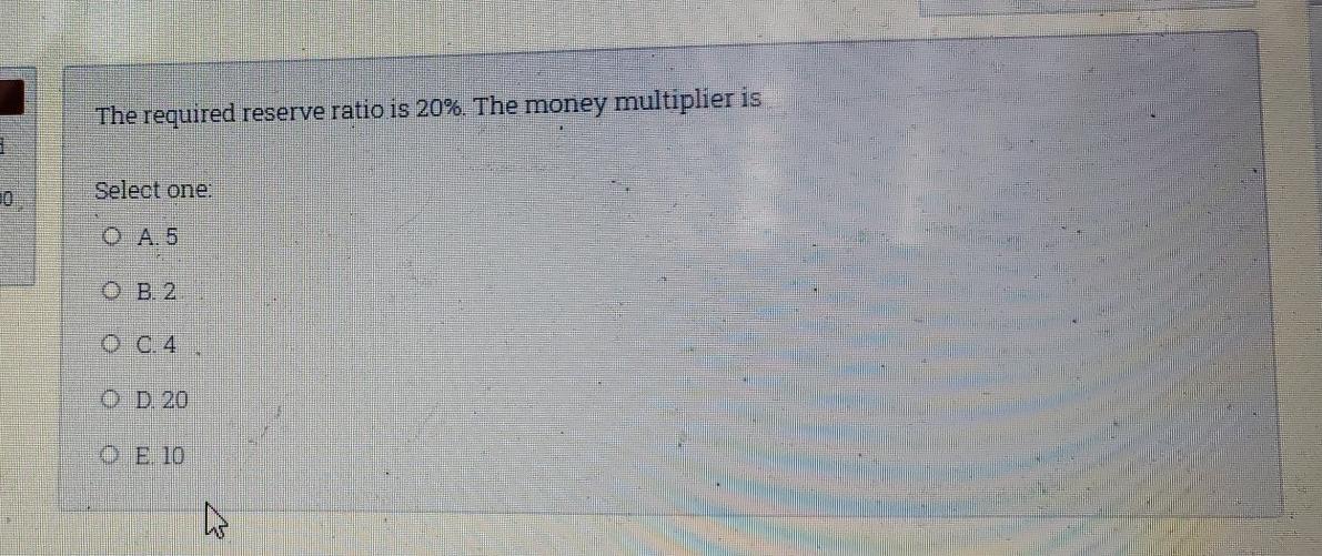 Solved The required reserve ratio is 20%. The money | Chegg.com