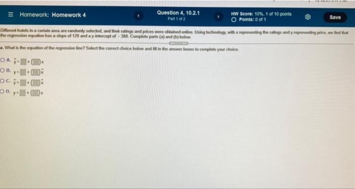 Solved Part 1 of 2 Save = Homework: Homework 4 Question 4, | Chegg.com