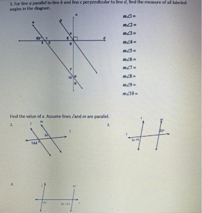 Solved For line a parallel to line b and line c