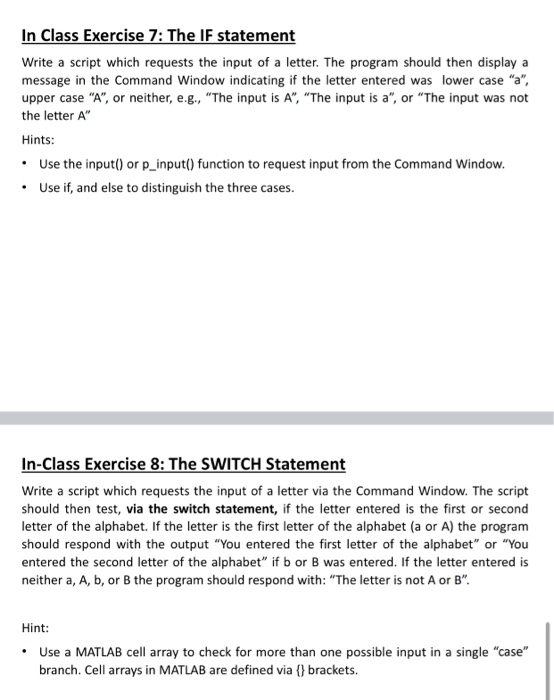 Solved In Class Exercise 7: The IF statement Write a script | Chegg.com