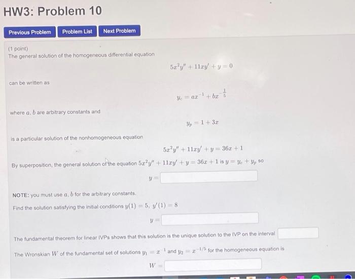 Solved HW3: Problem 10 Previous Problem Problem List Next | Chegg.com