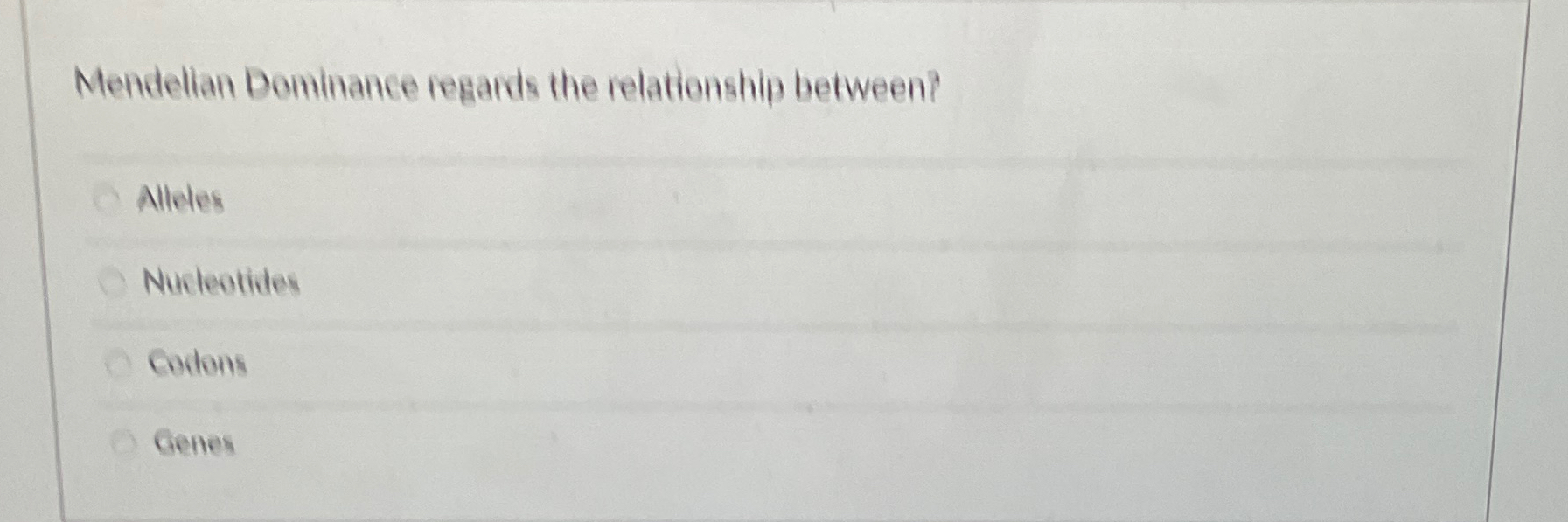 Solved Mendellan Dominance regards the relationship | Chegg.com
