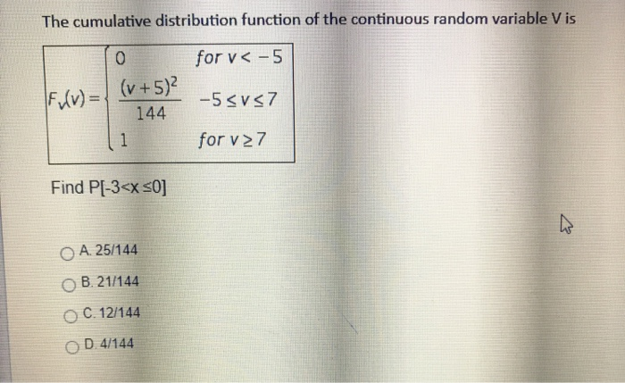 Solved The cumulative distribution function of the | Chegg.com