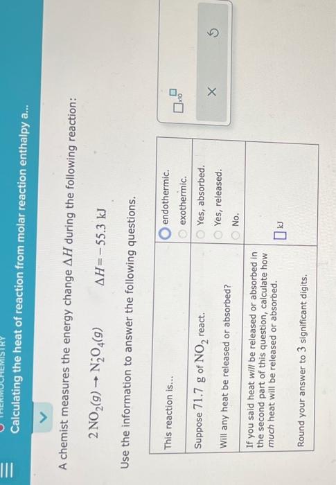 Solved Calculating The Heat Of Reaction From Molar Reaction