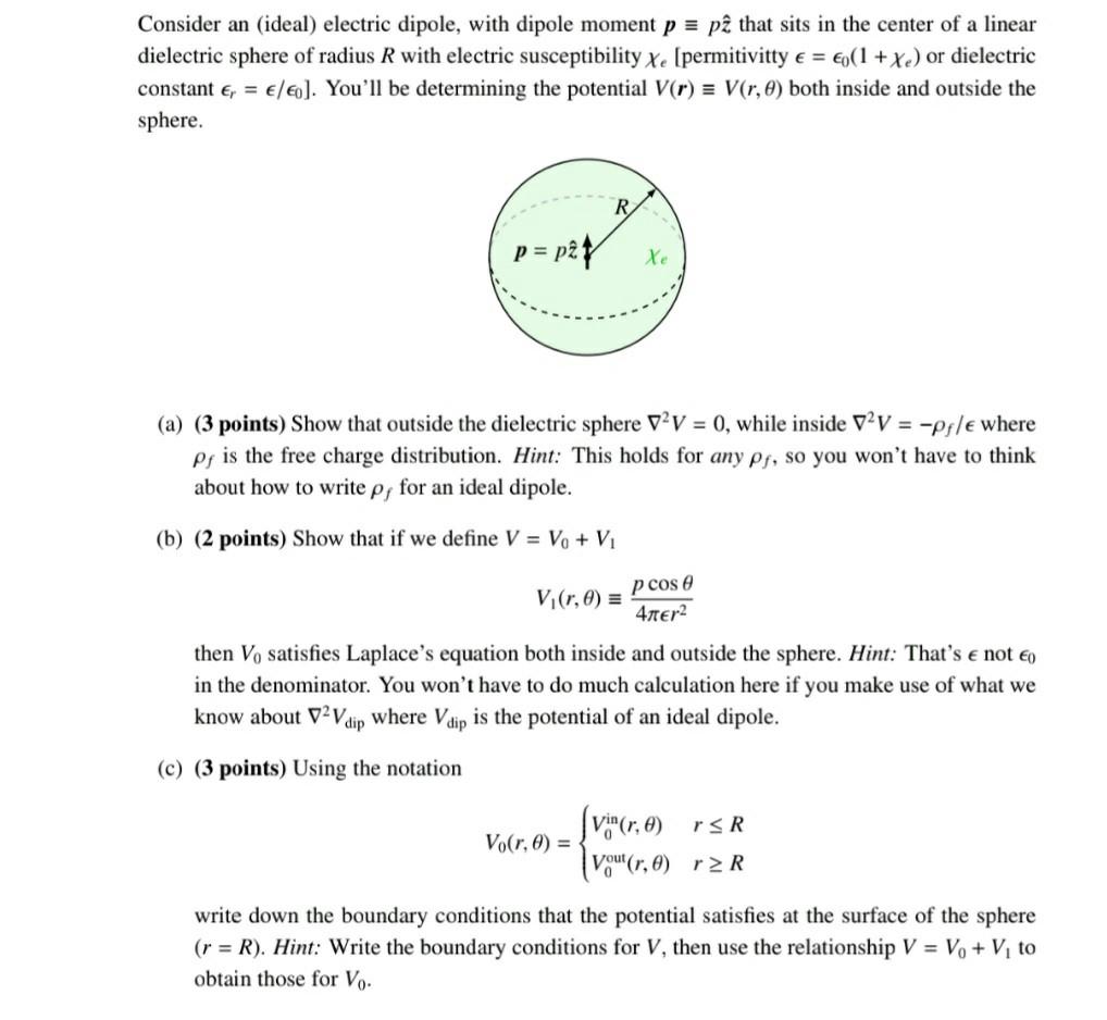 Solved Consider An Ideal Electric Dipole With Dipole Mo Chegg Com