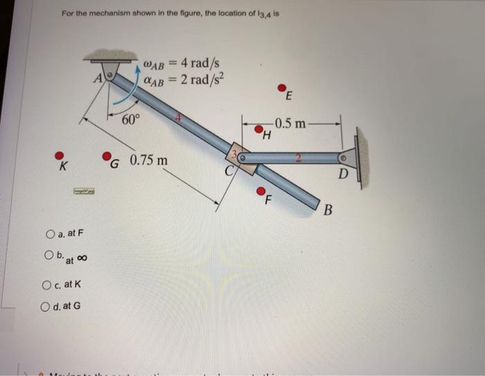 Solved For The Mechanism Shown In The Figure, The Location | Chegg.com