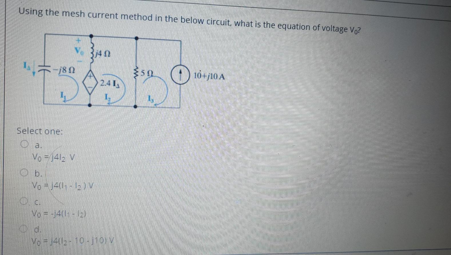 Solved Using the mesh current method in the below circuit, | Chegg.com