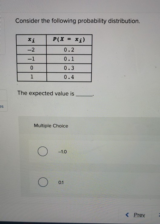 Solved Consider The Following Probability Distribution. Xi | Chegg.com