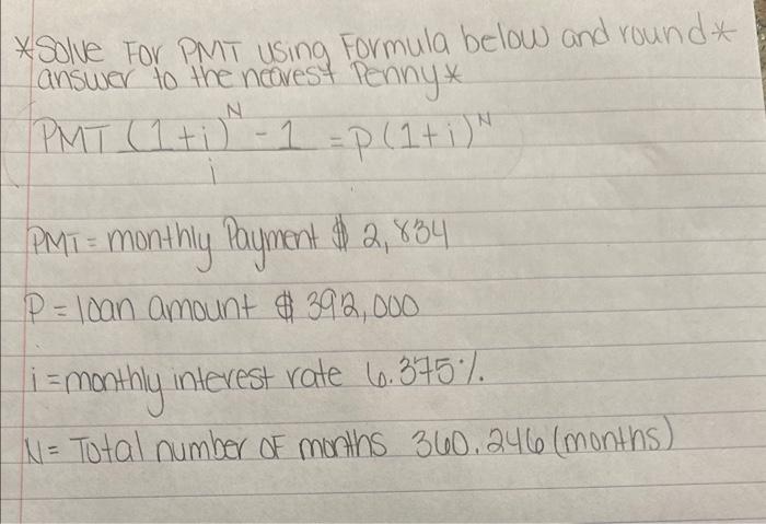 Solved * Solve for PMT using formula below and round* answer | Chegg.com