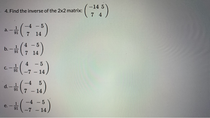 finding inverse matrix 2x2
