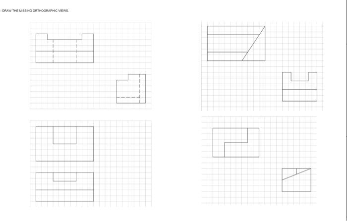 Solved DRAW THE MISSING ORTHOGRAPHIC VIEWS. | Chegg.com