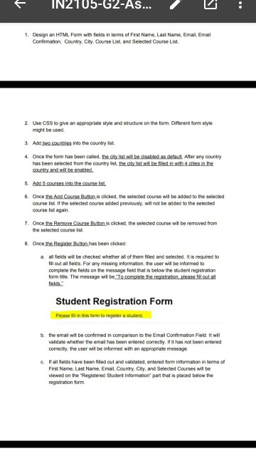 Solved Student Registration Form Please Fill In This Form To Chegg Com