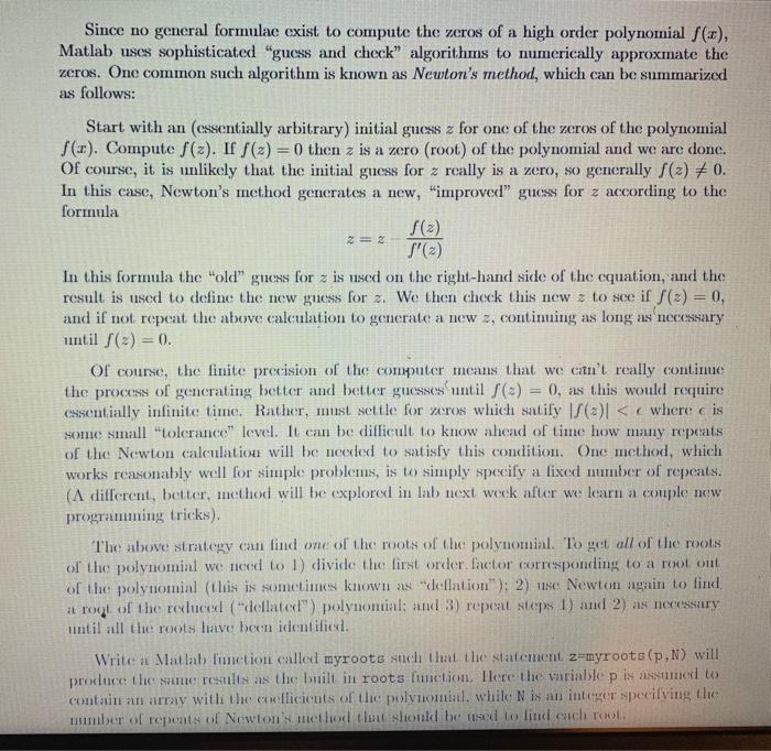  solved since no general formulae exist to compute the ze