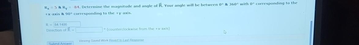 Solved Rx=5&Ry=84. ﻿Determine the magnitude and angle of | Chegg.com