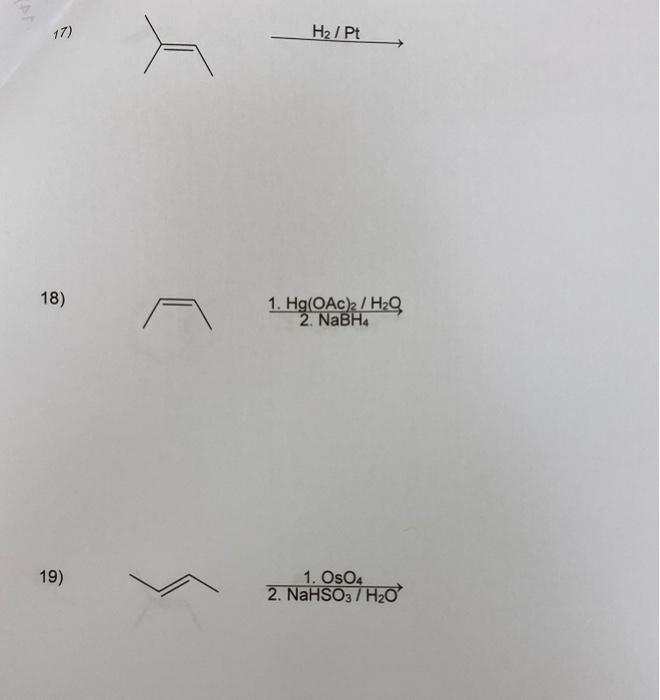 Solved HBr 21) 1. B2H6 2. H2O2 / OH 22) Br2 / H2O 17) H2 / | Chegg.com