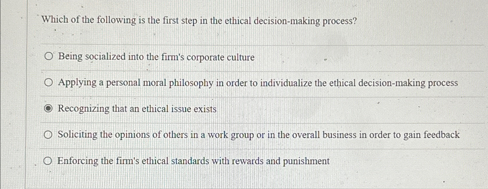 Solved Which of the following is the first step in the | Chegg.com