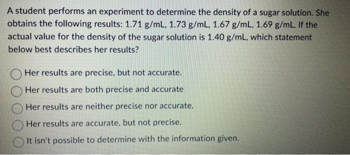 Solved A student performs an experiment to determine the | Chegg.com