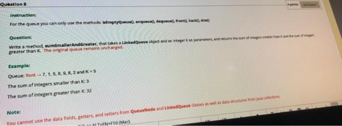 Solved Question Instruction: For the queue you can only use | Chegg.com