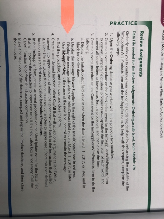 PRACTICE ALCUBS | Module 11 Using and Writing Visual | Chegg.com