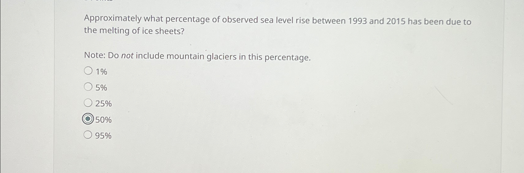 Solved Approximately what percentage of observed sea level | Chegg.com