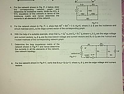 Solved 60 4 For the network shown in Fo P. 4 below, draw the | Chegg.com