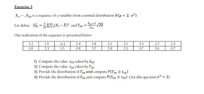 Solved Exercise 3 19 X X20 Is A Sequence Of A Variables