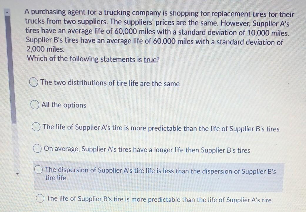 Solved A Purchasing Agent For A Trucking Company Is Shopping Chegg