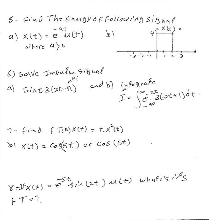 Solved 7 5- Find The Energy of following signal -at X(t) bl | Chegg.com