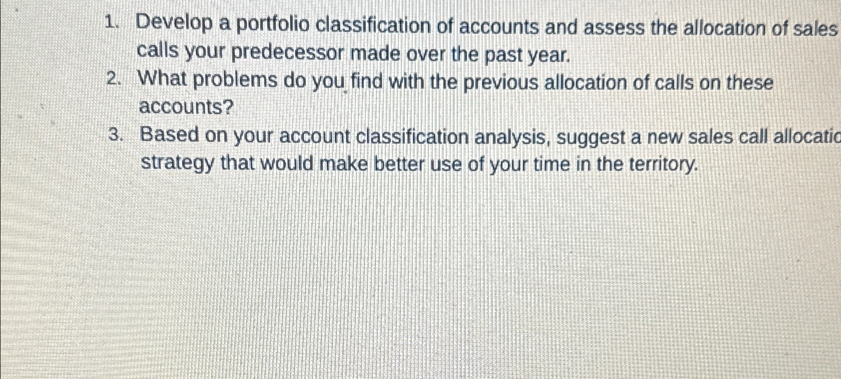 Solved Develop a portfolio classification of accounts and | Chegg.com