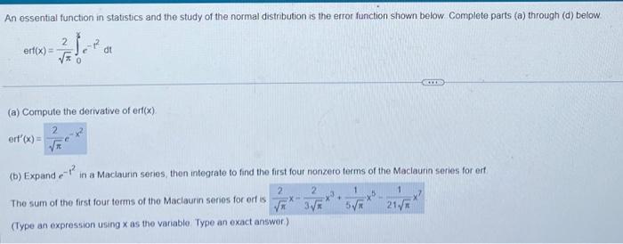 Solved An essential function in statistics and the study of | Chegg.com