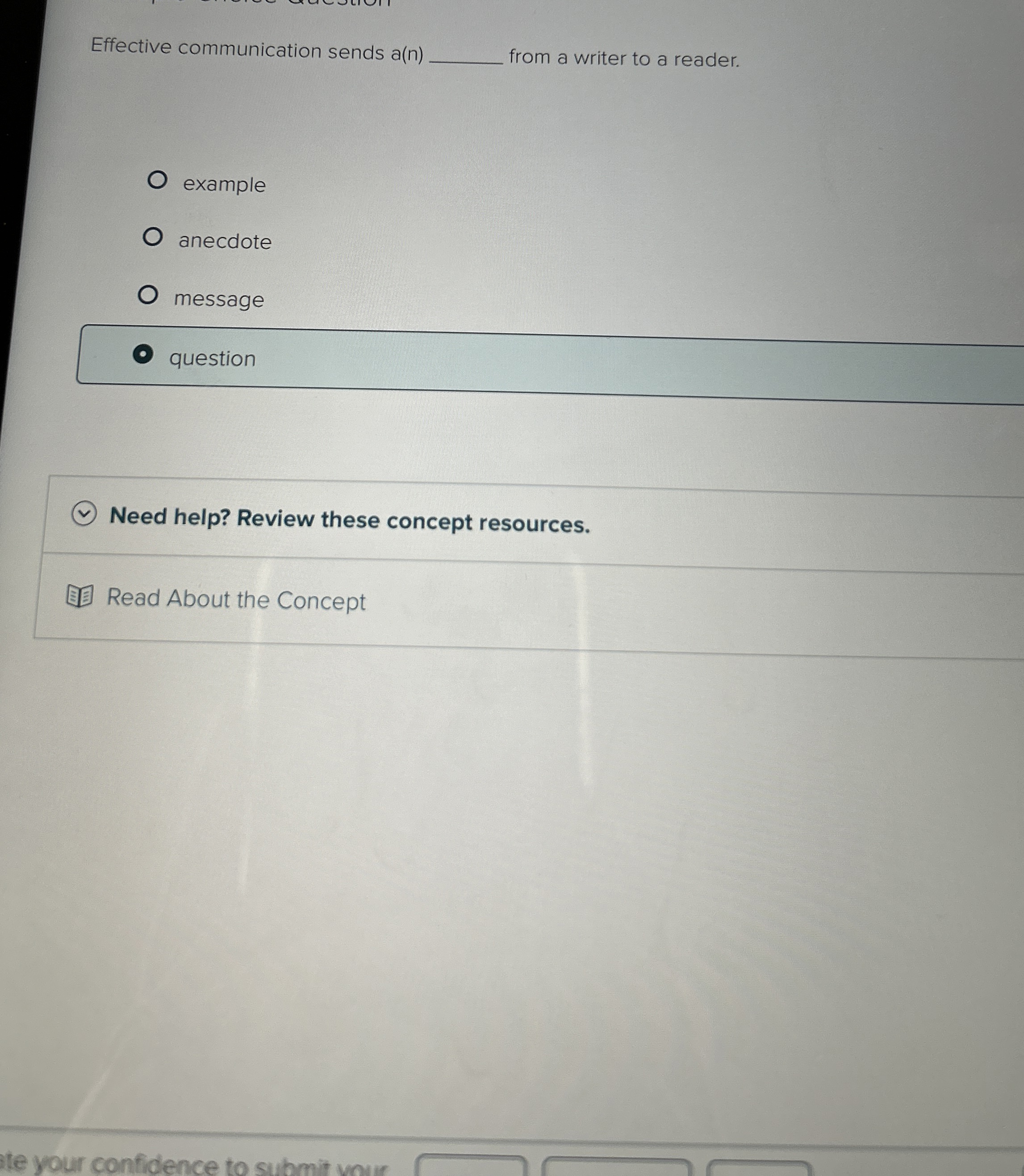 Solved Effective communication sends a(n)from a writer to a | Chegg.com