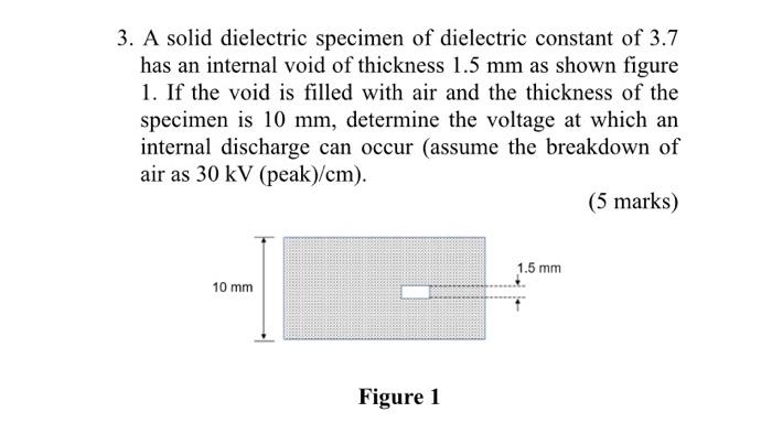 Solved 3. A solid dielectric specimen of dielectric constant | Chegg.com
