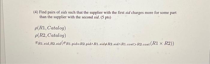 Solved Problem 3 Relational Algebra ( 20 points) Consider | Chegg.com