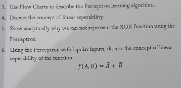 Solved Use Flow Charts to describe the Perceptron learning | Chegg.com