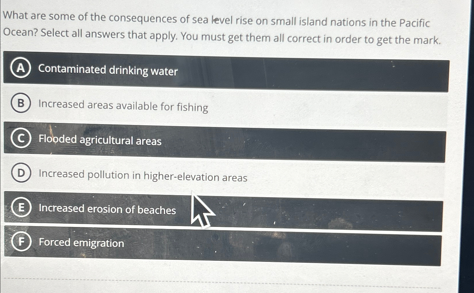 Solved What are some of the consequences of sea level rise | Chegg.com