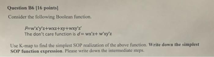 Solved Question B6 [16 Points] Consider The Following | Chegg.com