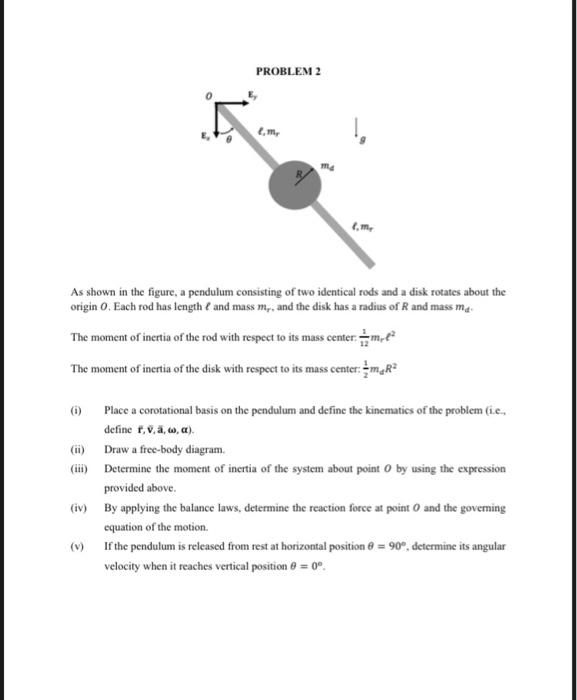 Solved PROBLEM 2 As shown in the figure, a pendulum | Chegg.com