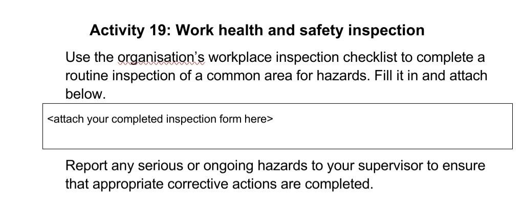 Solved Activity 19 Work Health And Safety Inspection Use 9082