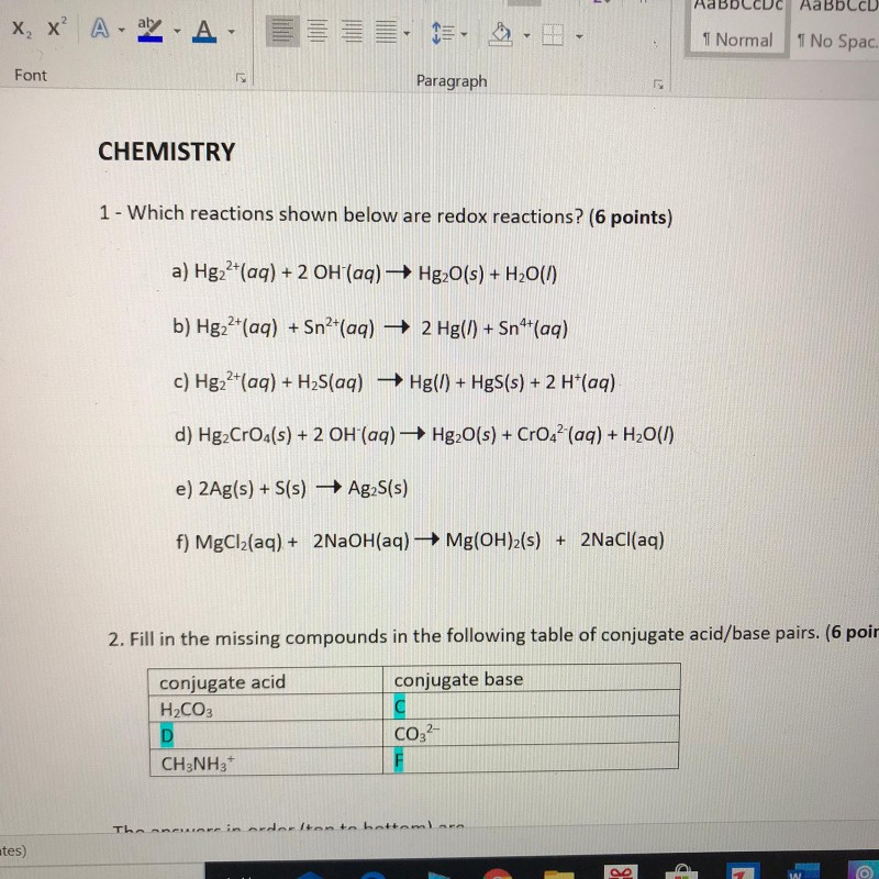 Solved АаВСС X, X? A ak A. 1 Normal I No Spac. Font | Chegg.com