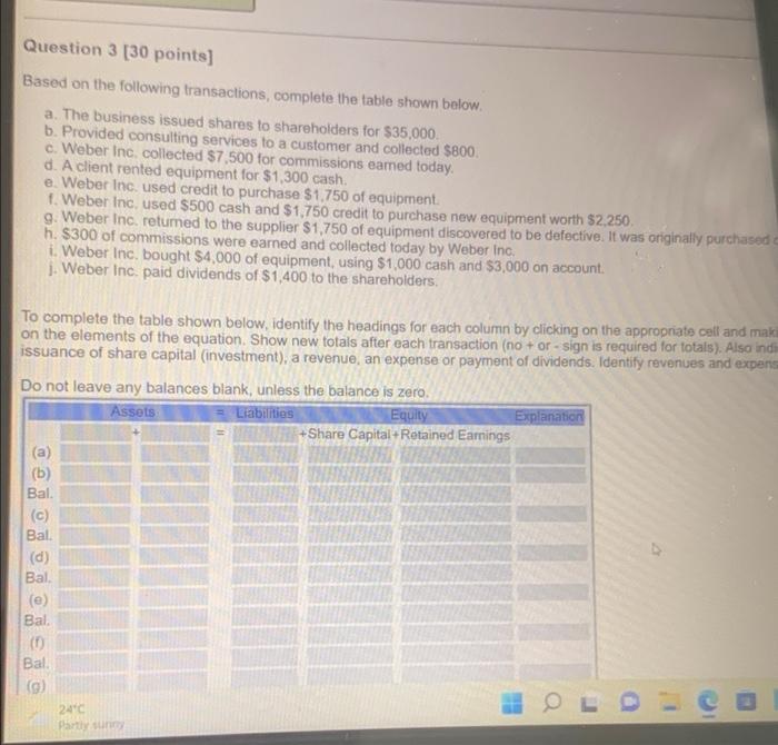 Solved Question 3 [30 points] Based on the following | Chegg.com