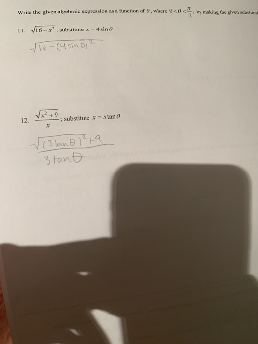 Solved Write the given algebraic expression as a function of | Chegg.com