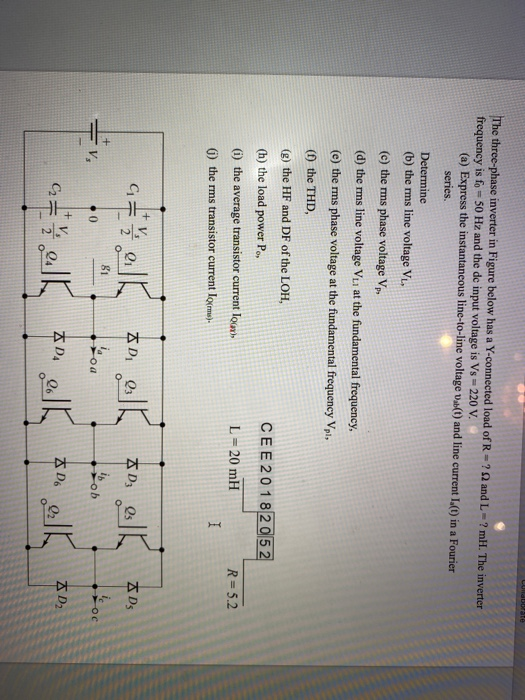 Solved The three-phase inverter in Figure below has a | Chegg.com