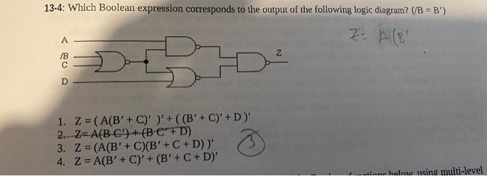Solved 13-4: Which Boolean expression corresponds to the | Chegg.com