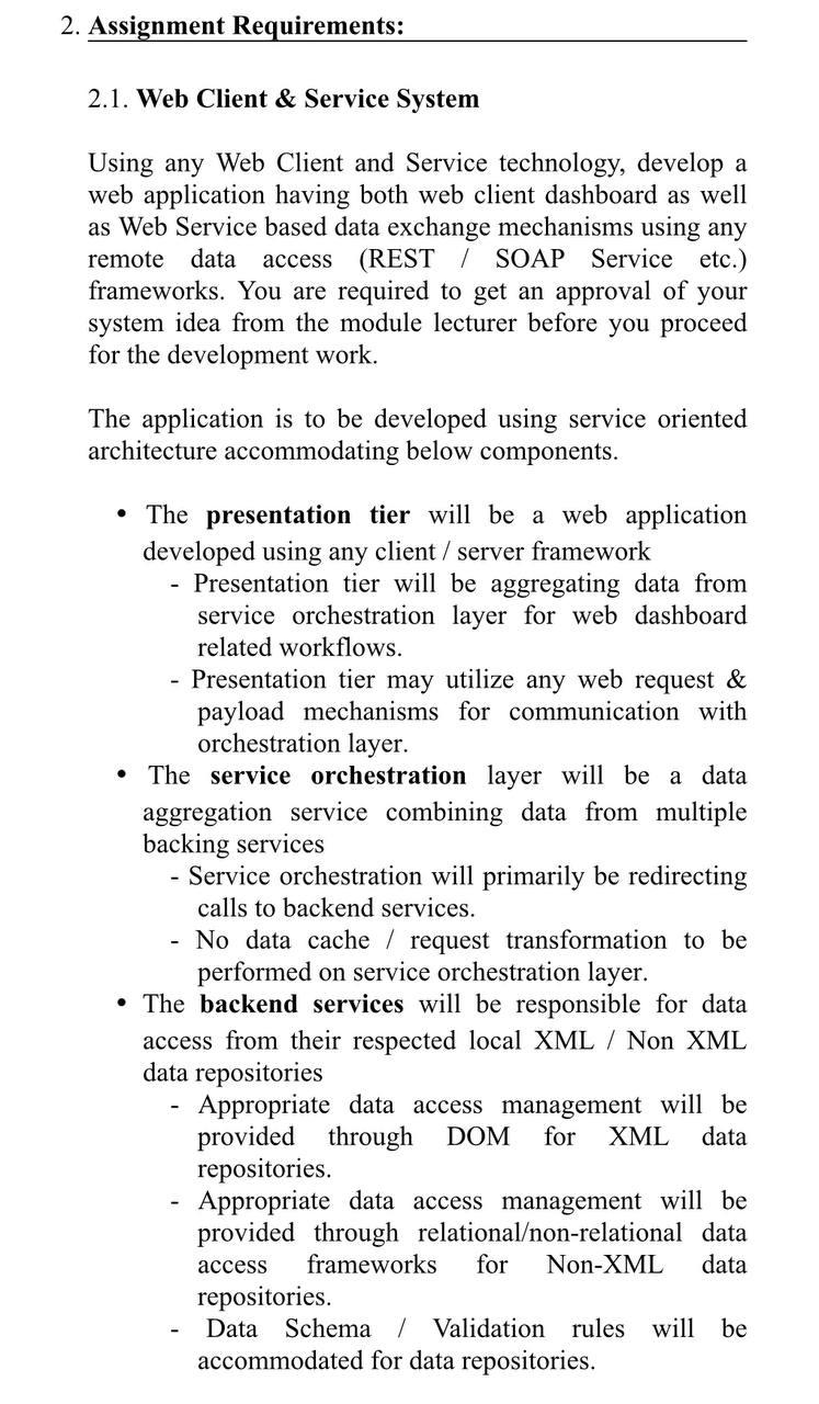 Solved 2. Assignment Requirements: 2.1. Web Client & Service | Chegg.com