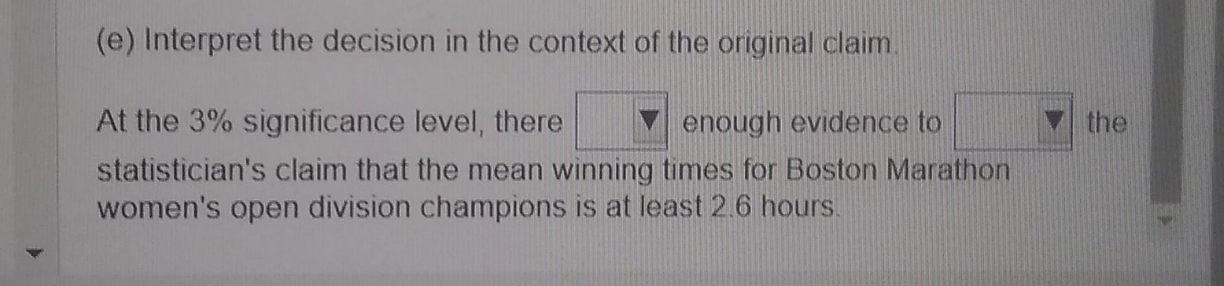 Solved A Sports Statistician Claims That The Mean Winning | Chegg.com