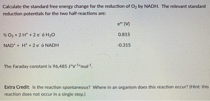 Solved Calculate the standard free energy change for the | Chegg.com