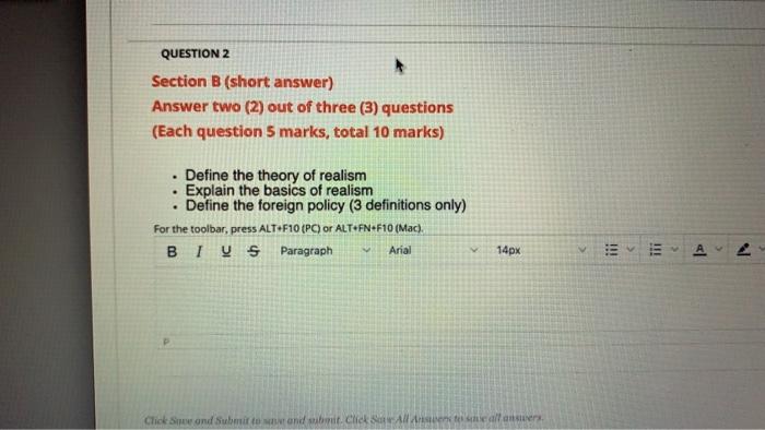 Solved QUESTION 2 Section B (short answer) Answer two (2) | Chegg.com